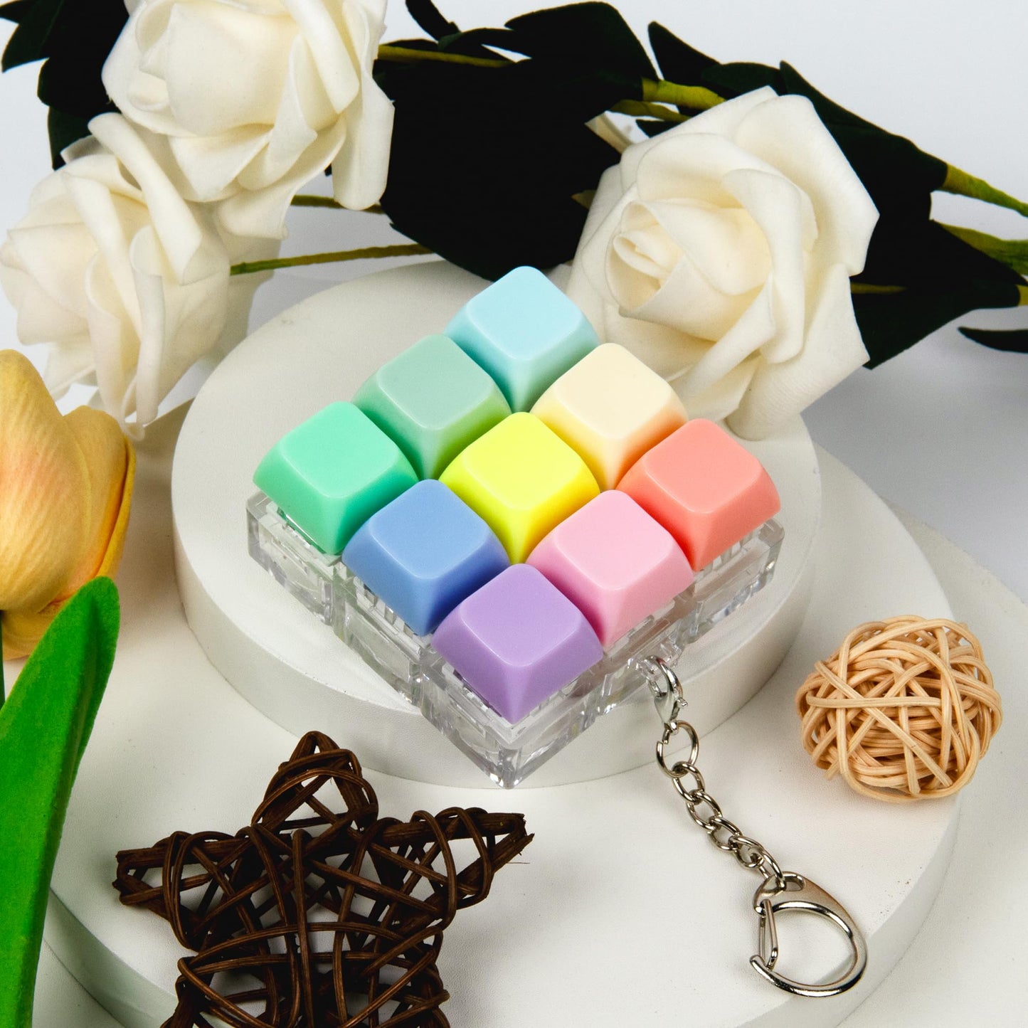 XiawaLangzhuo 9-in-1 Keyboard Fidget Toy — Colorful Stress Relief Keychain