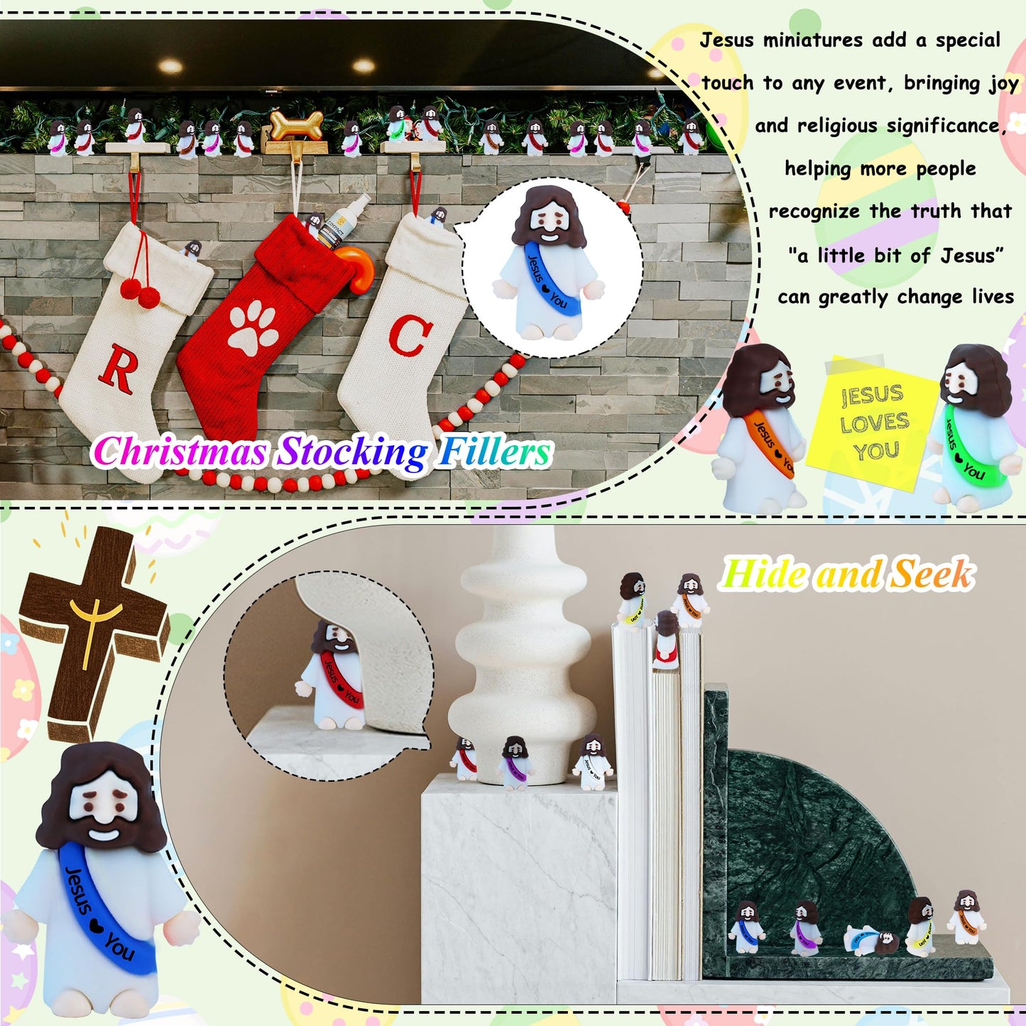 XiawaLangzhuo 50-Pack Little Jesus Figures – Pocket-Size Easter Miniatures for Gifts, Sunday School & Egg Stuffers