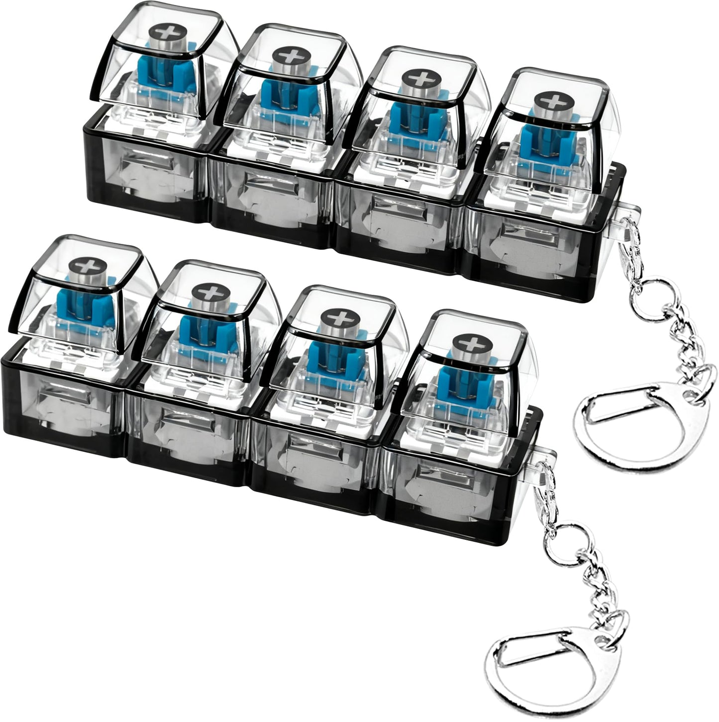XiawaLangzhuo 2-Pack Keyboard Fidget Toy – 4-in-1 Clicker Keychain (Transparent Black)
