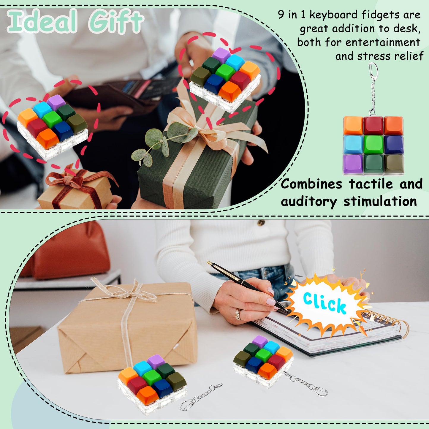 XiawaLangzhuo Keyboard Fidget Toy – 9-in-1 Keypad for Stress Relief, Bright & Portable