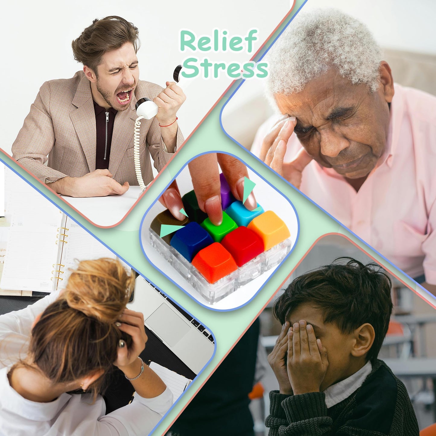 XiawaLangzhuo Keyboard Fidget Toy – 9-in-1 Keypad for Stress Relief, Bright & Portable