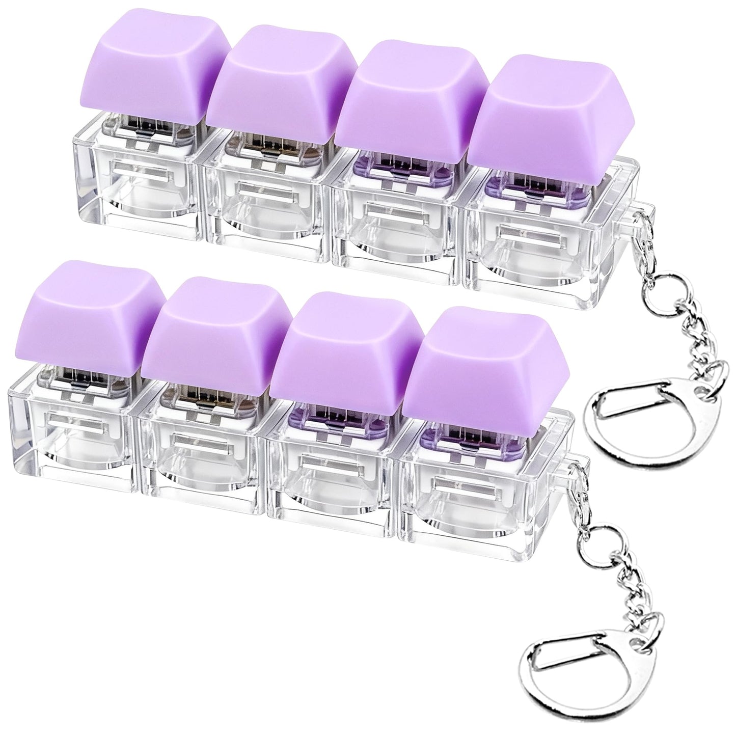 XiawaLangzhuo 2-Pack Keyboard Fidget Toy – Purple 4-in-1 Decompression Button Keychain