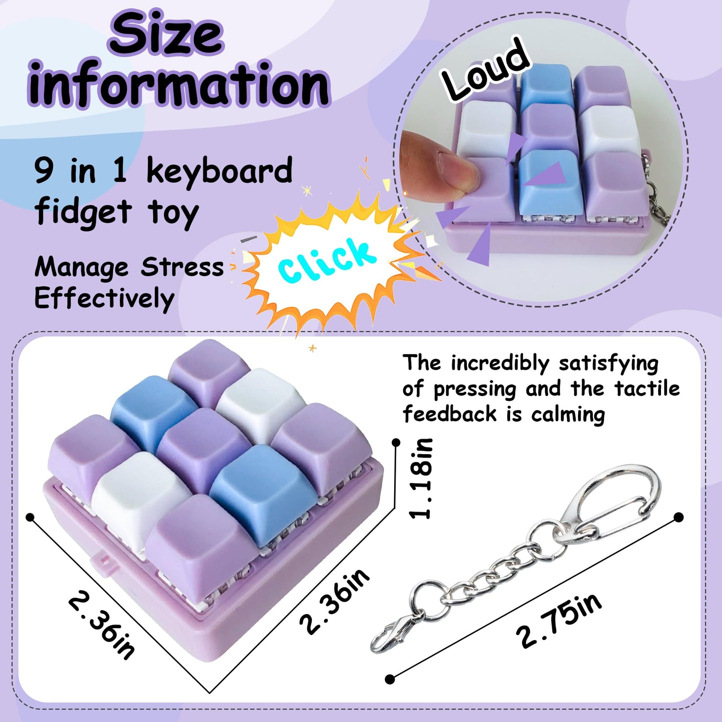 XiawaLangzhuo Keyboard Fidget Toy 9-in-1 Keypad – 3 Color Options