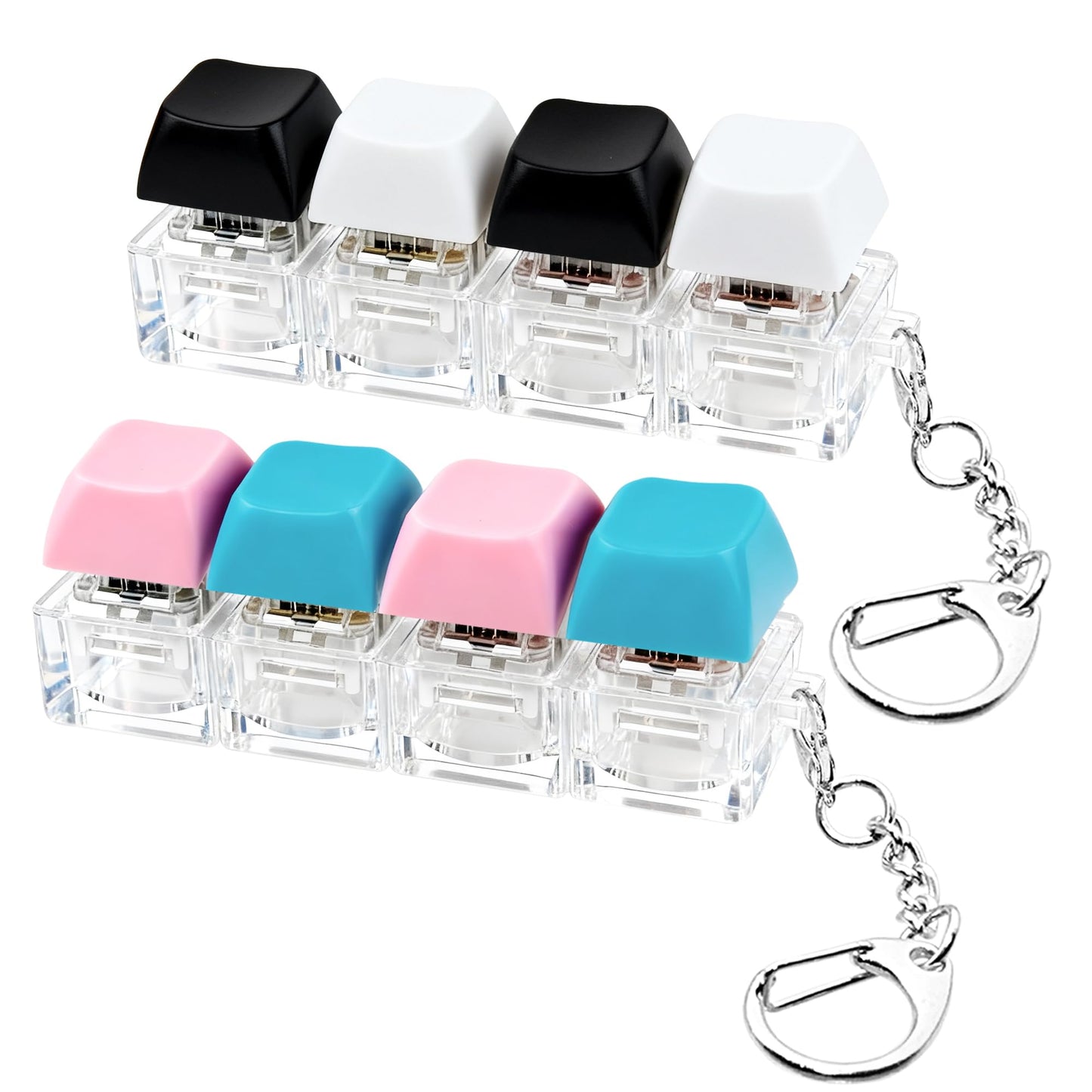 XiawaLangzhuo 2-Pack Keyboard Fidget Toy – 4-in-1 Keychain Clickers for Focus and Stress Relief