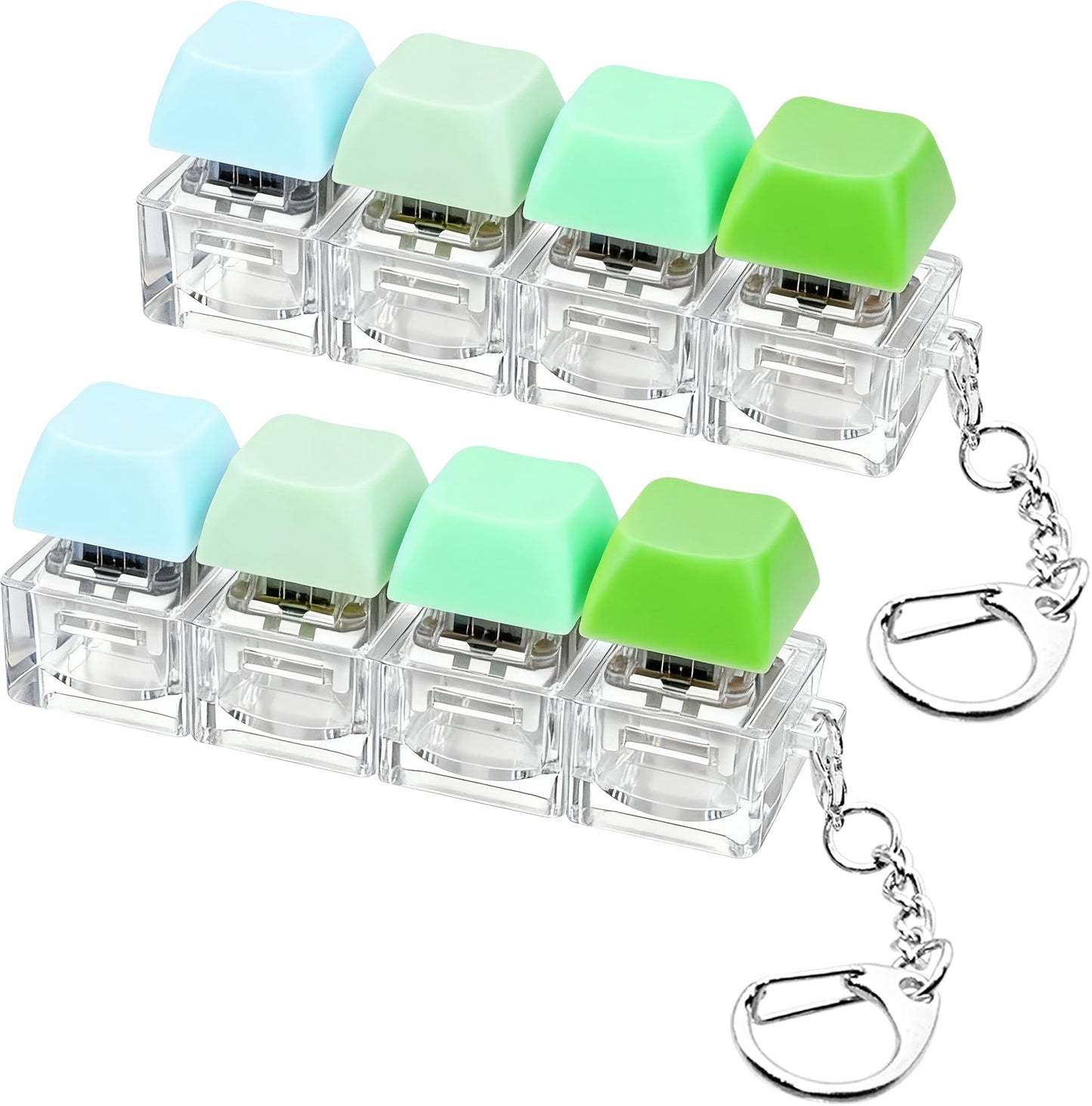 XiawaLangzhuo 2-Pcs Keyboard Fidget Toy – 4-in-1 Button Clicker Keychain (Green)