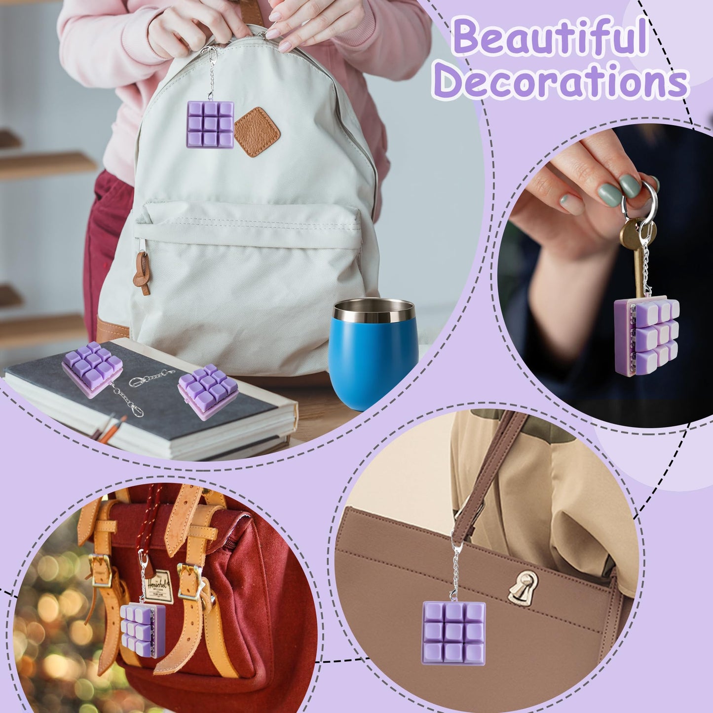 XiawaLangzhuo 9-in-1 Keyboard Fidget Toy – Purple Keychain