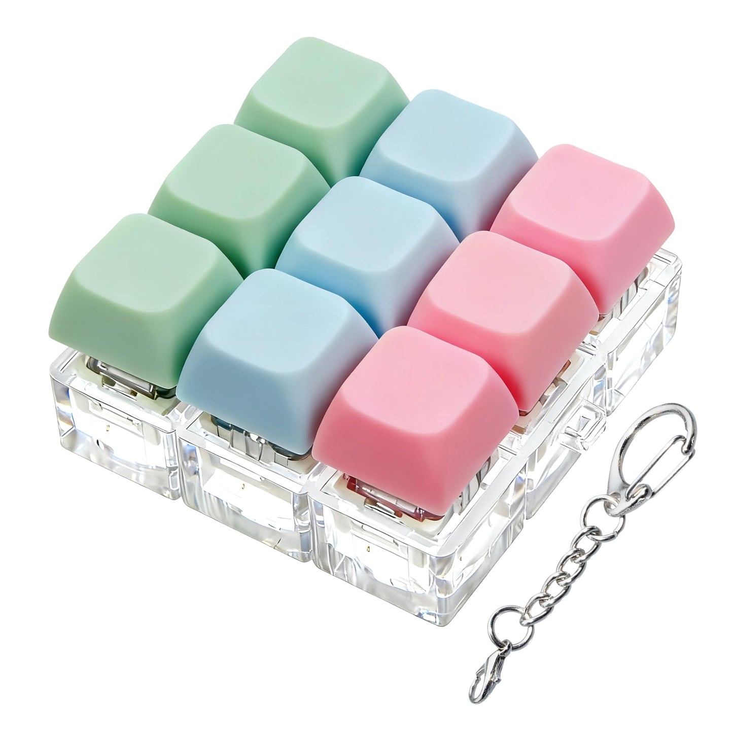XiawaLangzhuo Keyboard Fidget Toy 9-in-1, 3 Colors, Keychain Decompression Button for Stress Relief and Focus