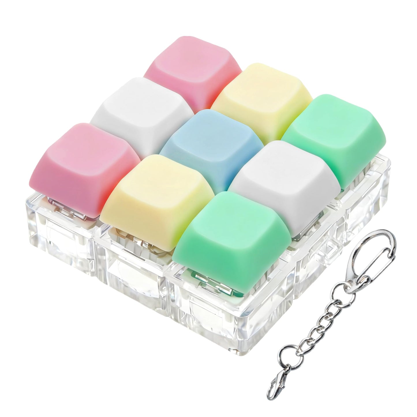 XiawaLangzhuo Keyboard Fidget Toy 9-in-1 Keychain – 5 Colors for Focus & Stress Relief