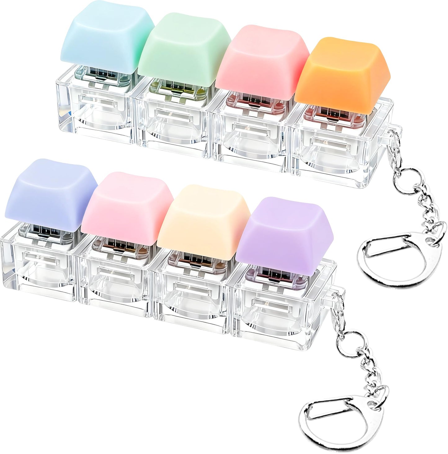 XiawaLangzhuo 2-Pack Keyboard Fidget Toy – 4-in-1 Keyboard Decompression Button Keychain