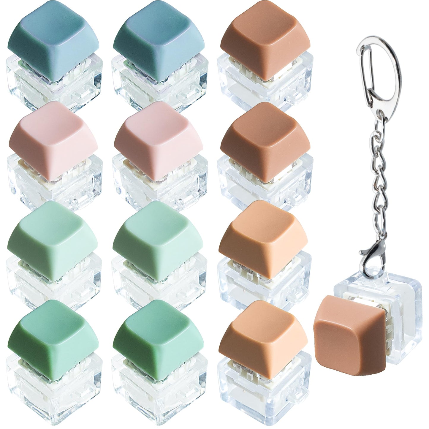 XiawaLangzhuo Morandi Keyboard Fidget Toy – 12-Piece Keyboard Fidget Keychain for Stress Relief & Focus