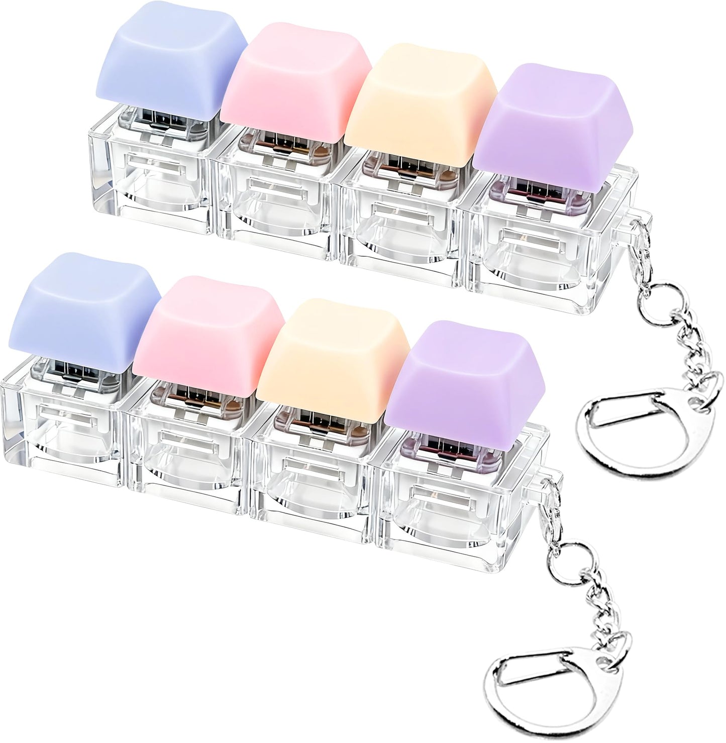 XiawaLangzhuo 2-Piece Keyboard Fidget Toy – 4-in-1 Button Decompression Keychain (4 Colors)