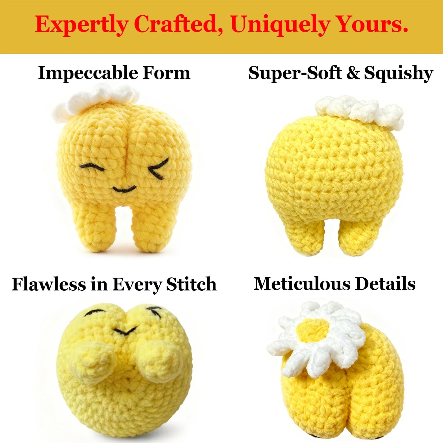 XIBIGEYE Valentines Day Gifts for Women & Men - Handmade Crochet Booty Plush with Love Card