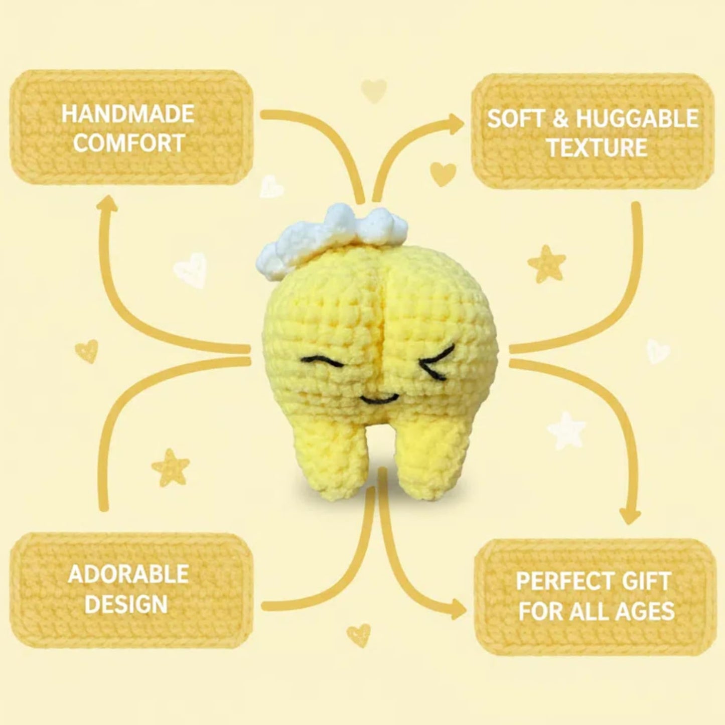 XIBIGEYE Valentines Day Gifts for Women & Men - Handmade Crochet Booty Plush with Love Card