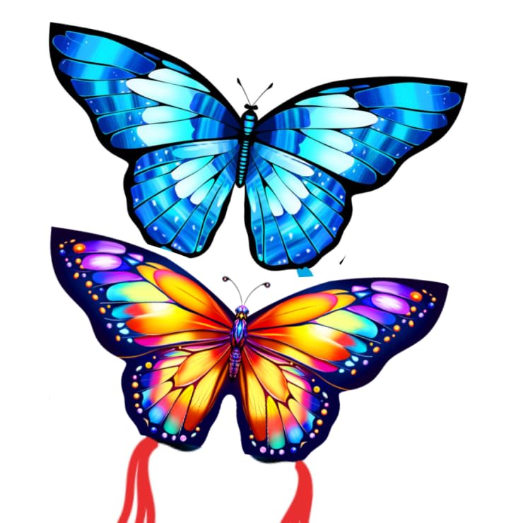 Xida Kite 2 Pack Colorful Butterfly Kites for Kids & Adults – Easy Fly with Handles & Storage Bag