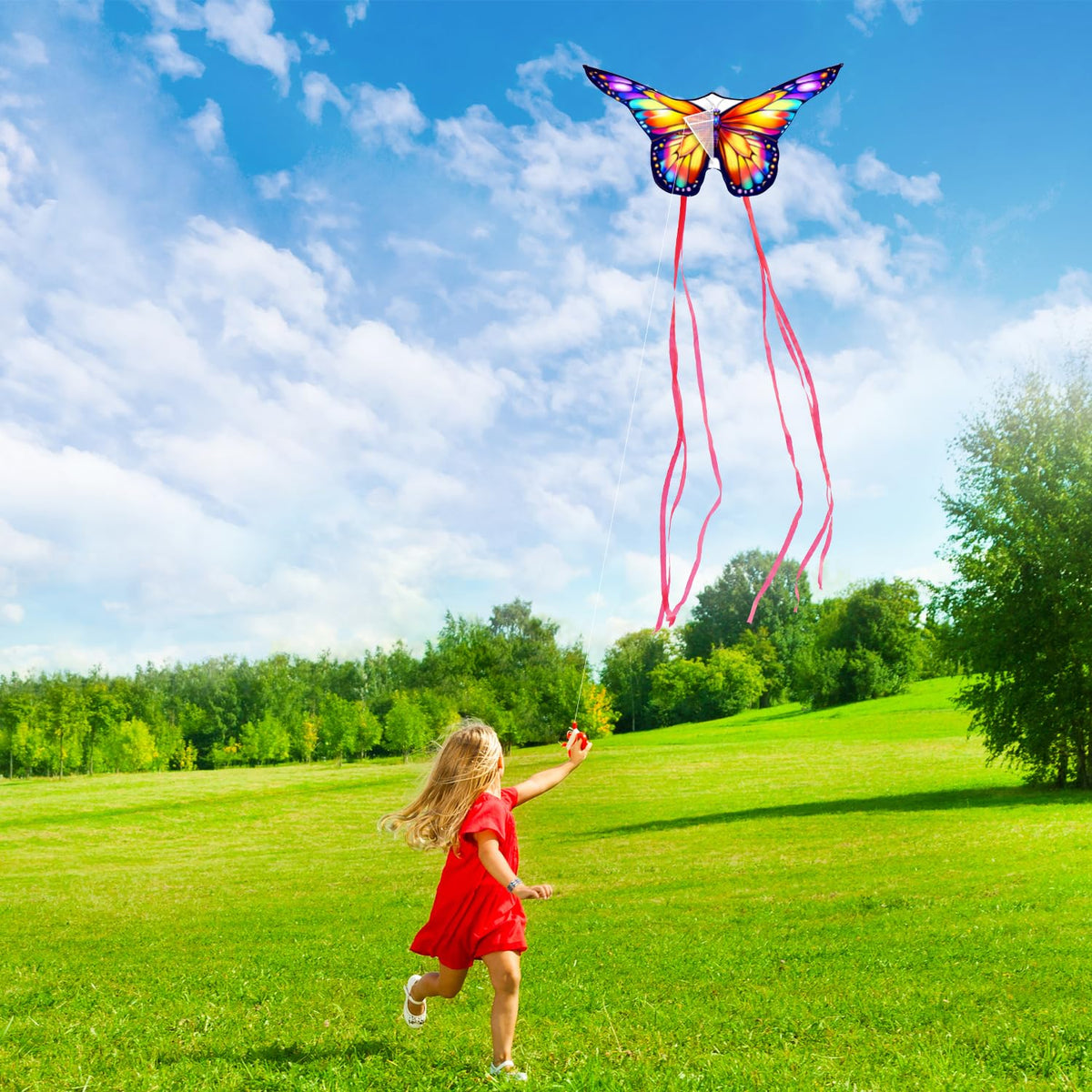 Xida Kite 2 Pack Colorful Butterfly Kites for Kids & Adults – Easy Fly with Handles & Storage Bag