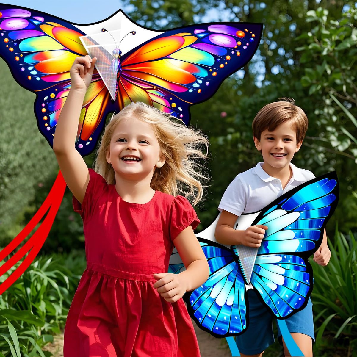 Xida Kite 2 Pack Colorful Butterfly Kites for Kids & Adults – Easy Fly with Handles & Storage Bag