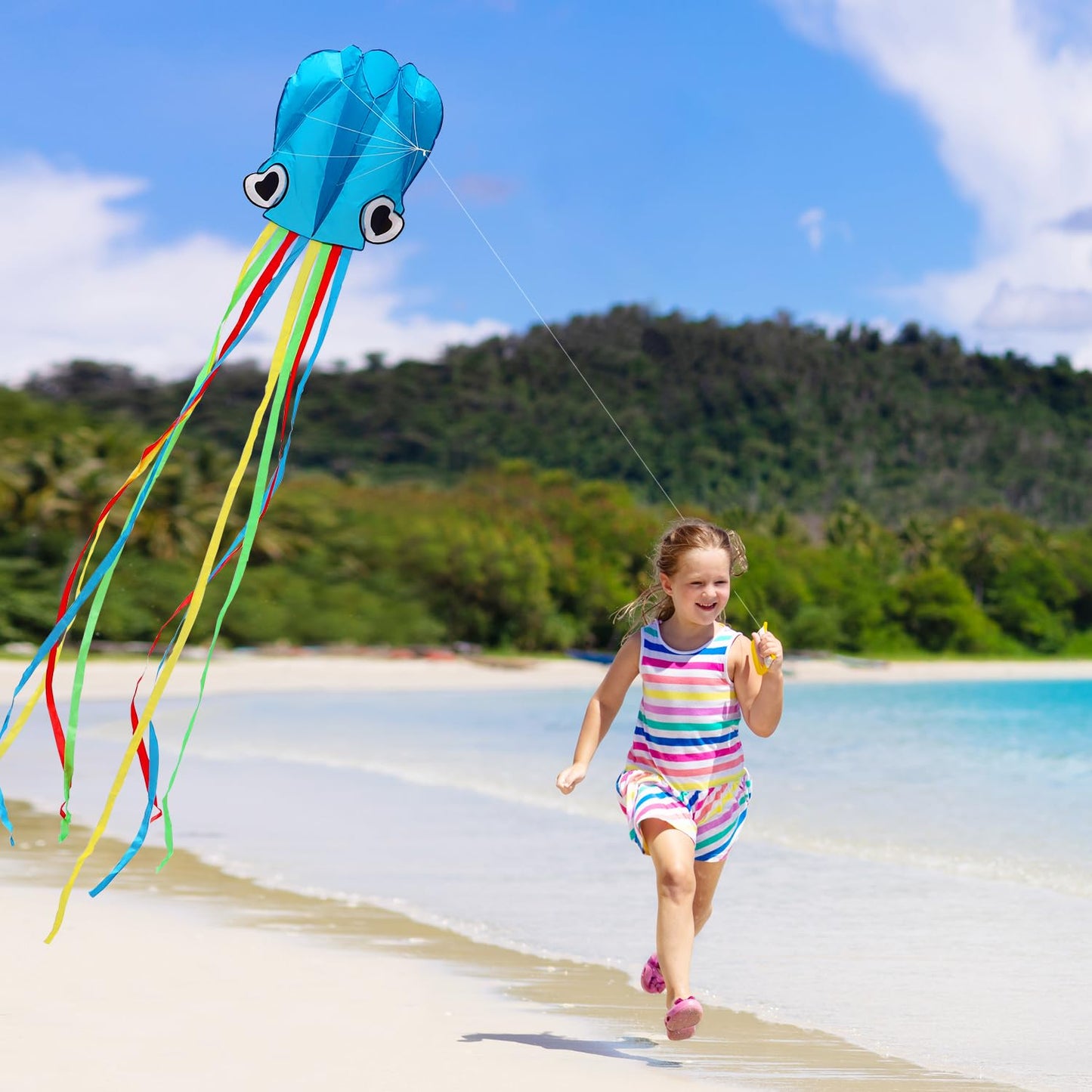 Xida Octopus Kite for Adults and Kids | Easy Fly Beach Kite with Line and Handle