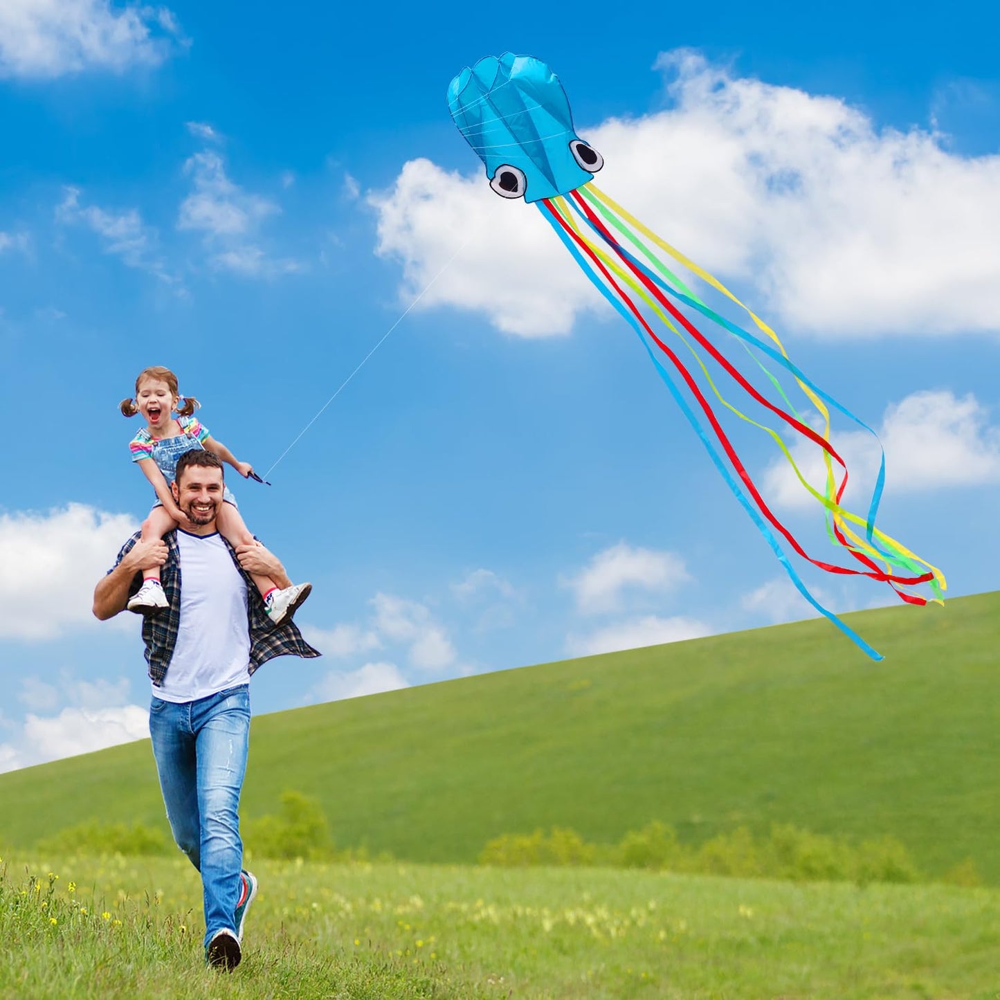 Xida Octopus Kite for Adults and Kids | Easy Fly Beach Kite with Line and Handle