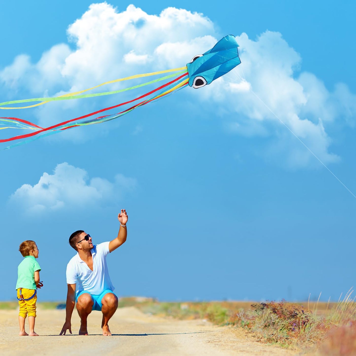 Xida Octopus Kite for Adults and Kids | Easy Fly Beach Kite with Line and Handle