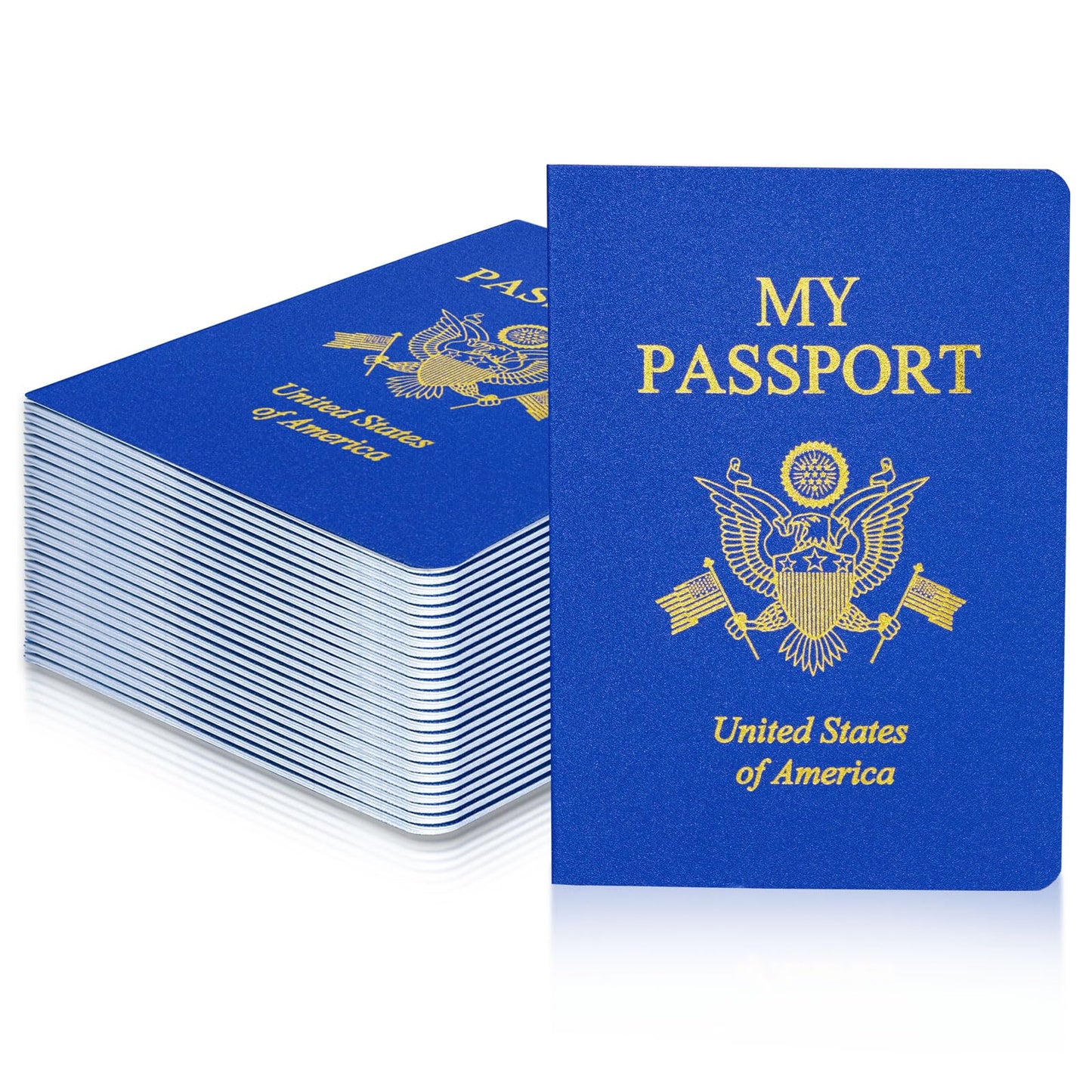 XIISVINT Blank Passport Notebook Blue – 100-Pack Travel Journal for Kids, 5.51 x 3.9 in