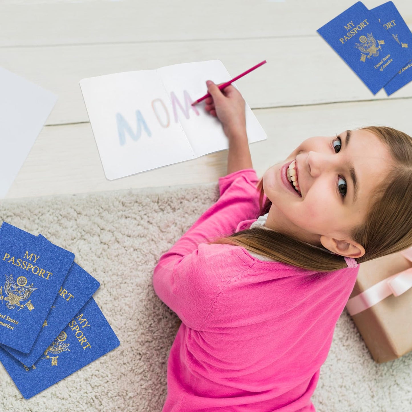 XIISVINT Blank Passport Notebook Blue – 100-Pack Travel Journal for Kids, 5.51 x 3.9 in
