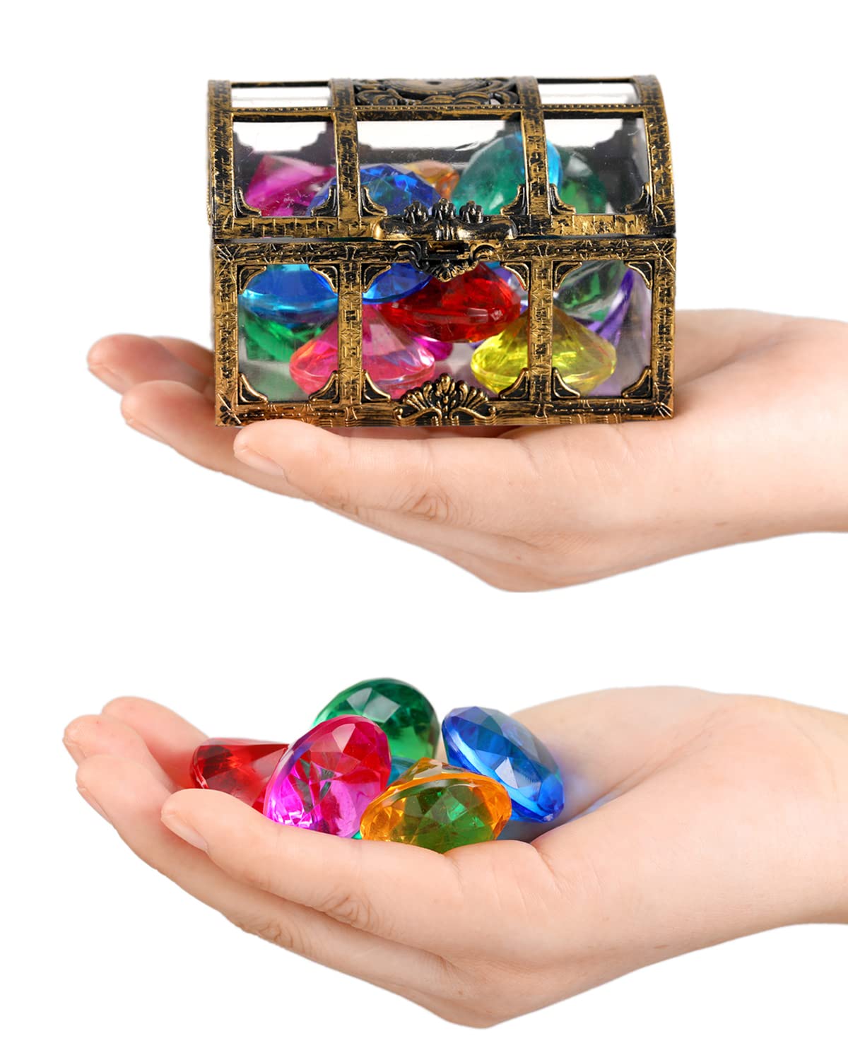 XIJUAN Diving Gem Pool Toys – 14-Color Treasure Chest Pirate Set for Kids