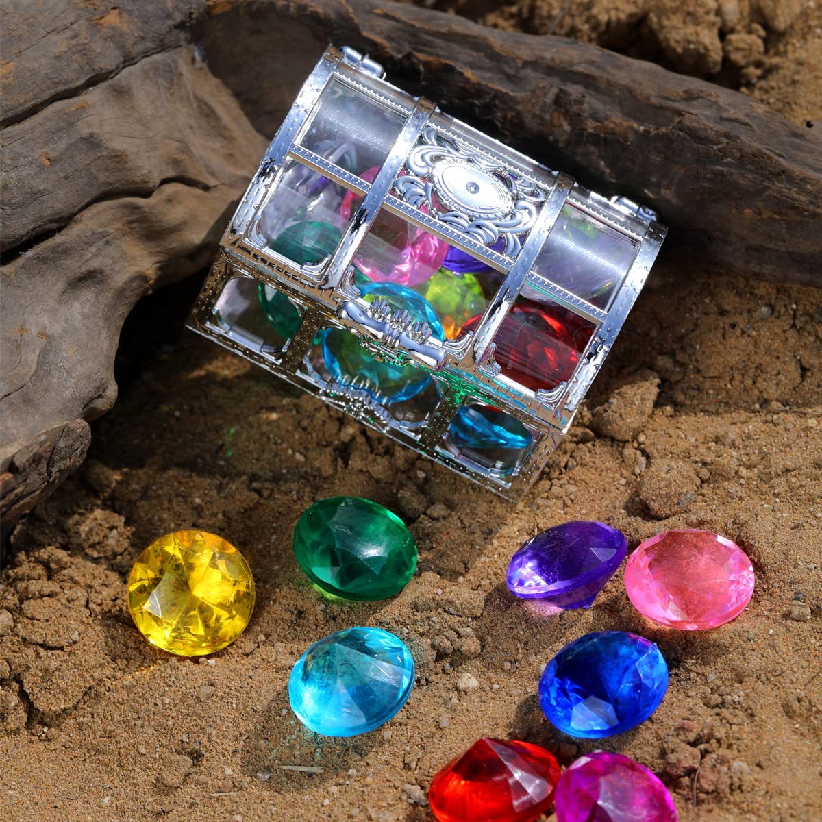 XIJUAN Diving Gem Pool Toys – 14-Color Diamond Treasure Chest Set for Kids