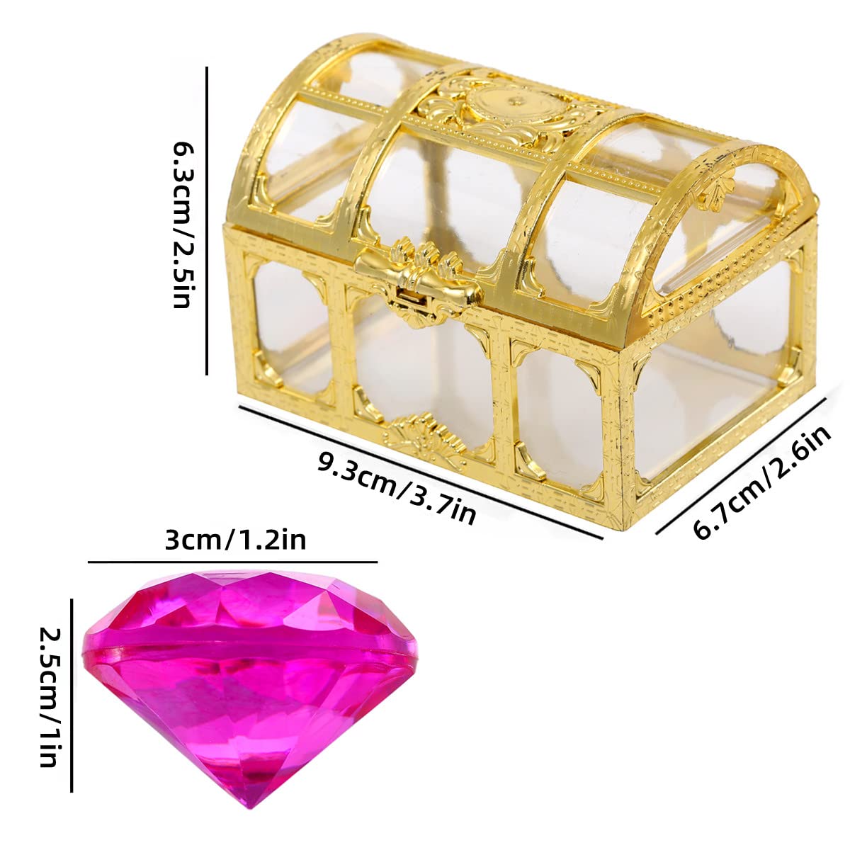 XIJUAN Diving Gem Pool Toys – 14-Color Diamond Treasure Chest (Golden)