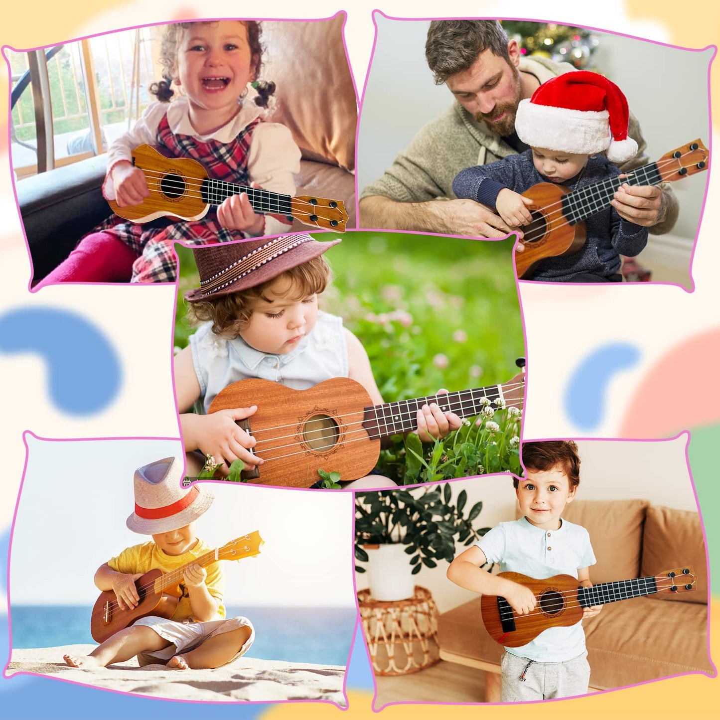 Xilanhhaa Kids Toy Ukulele Guitar – 17in 4-String Mini Educational Instrument
