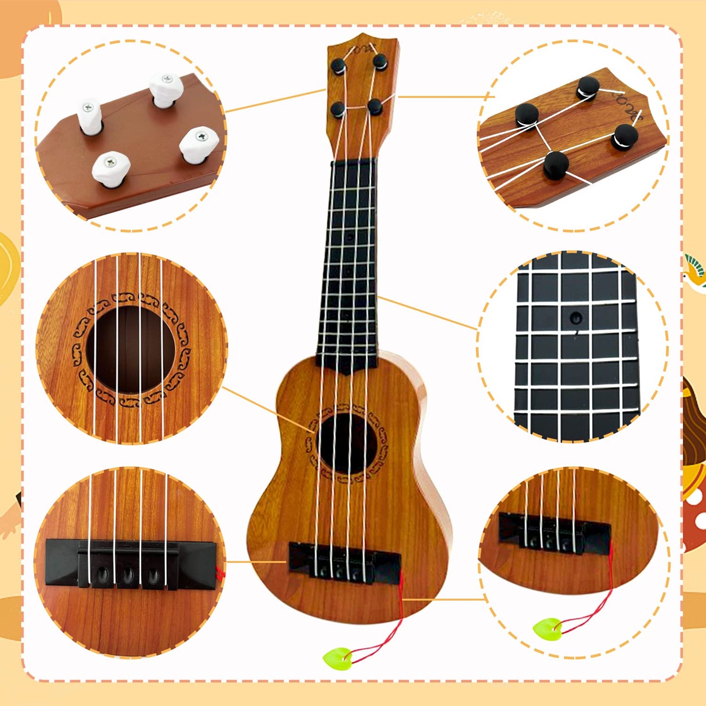 Xilanhhaa Kids Toy Ukulele Guitar – 17in 4-String Mini Educational Instrument
