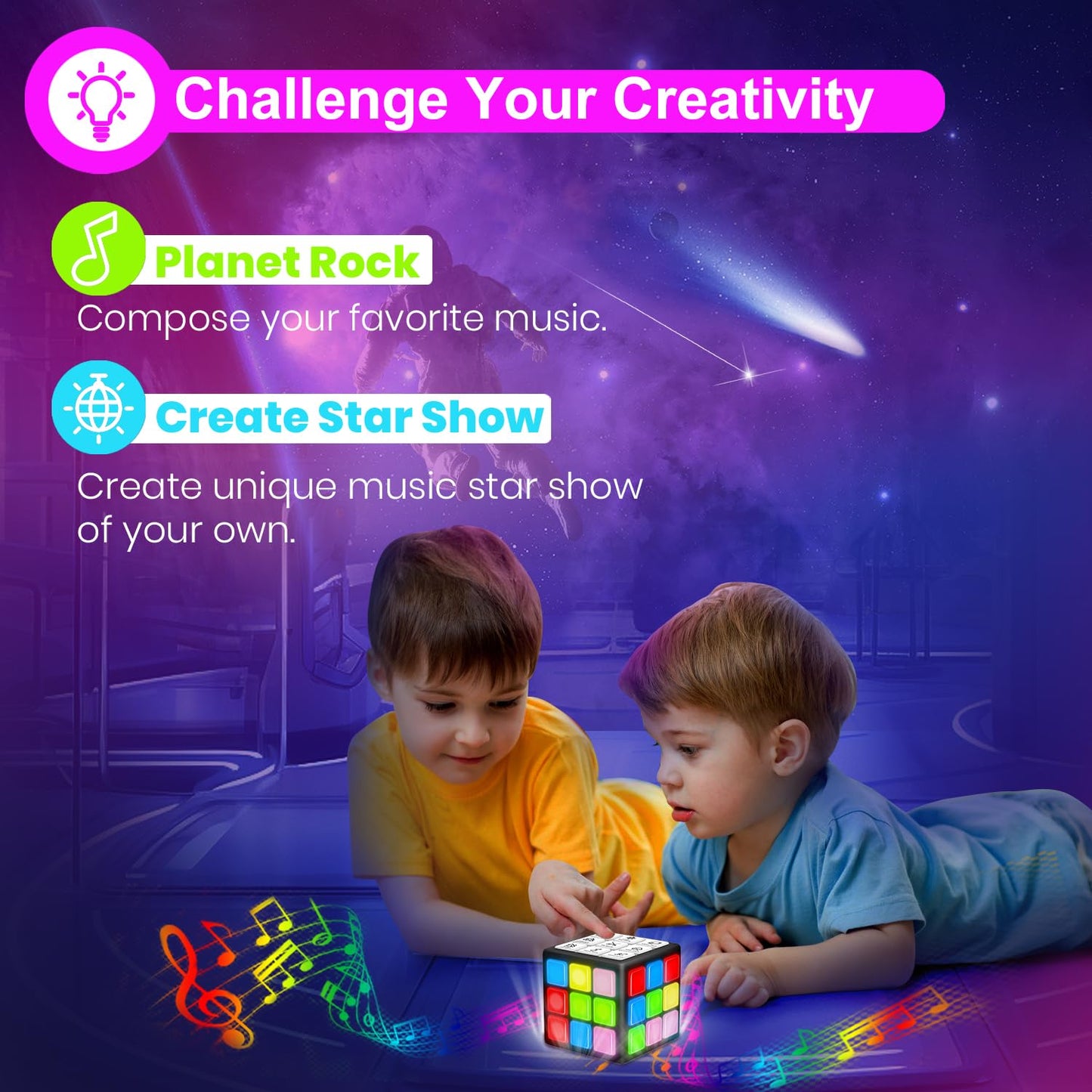 Xinbeiya Rechargeable Handheld Cube with Games – 15 Brain & Memory Experiences, USB Charge, Score Screen for Kids 6+ (Black)