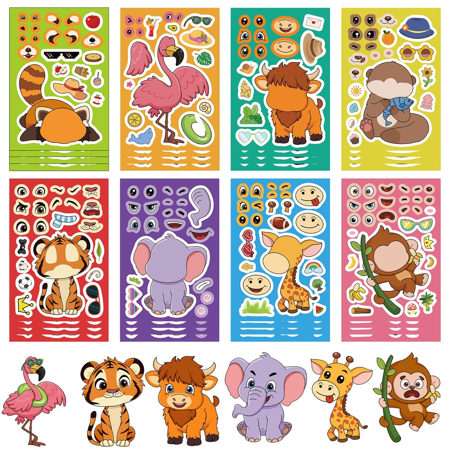 XINCOOL Cute Mixed Animals Stickers — 24 Sheets for Water Bottles