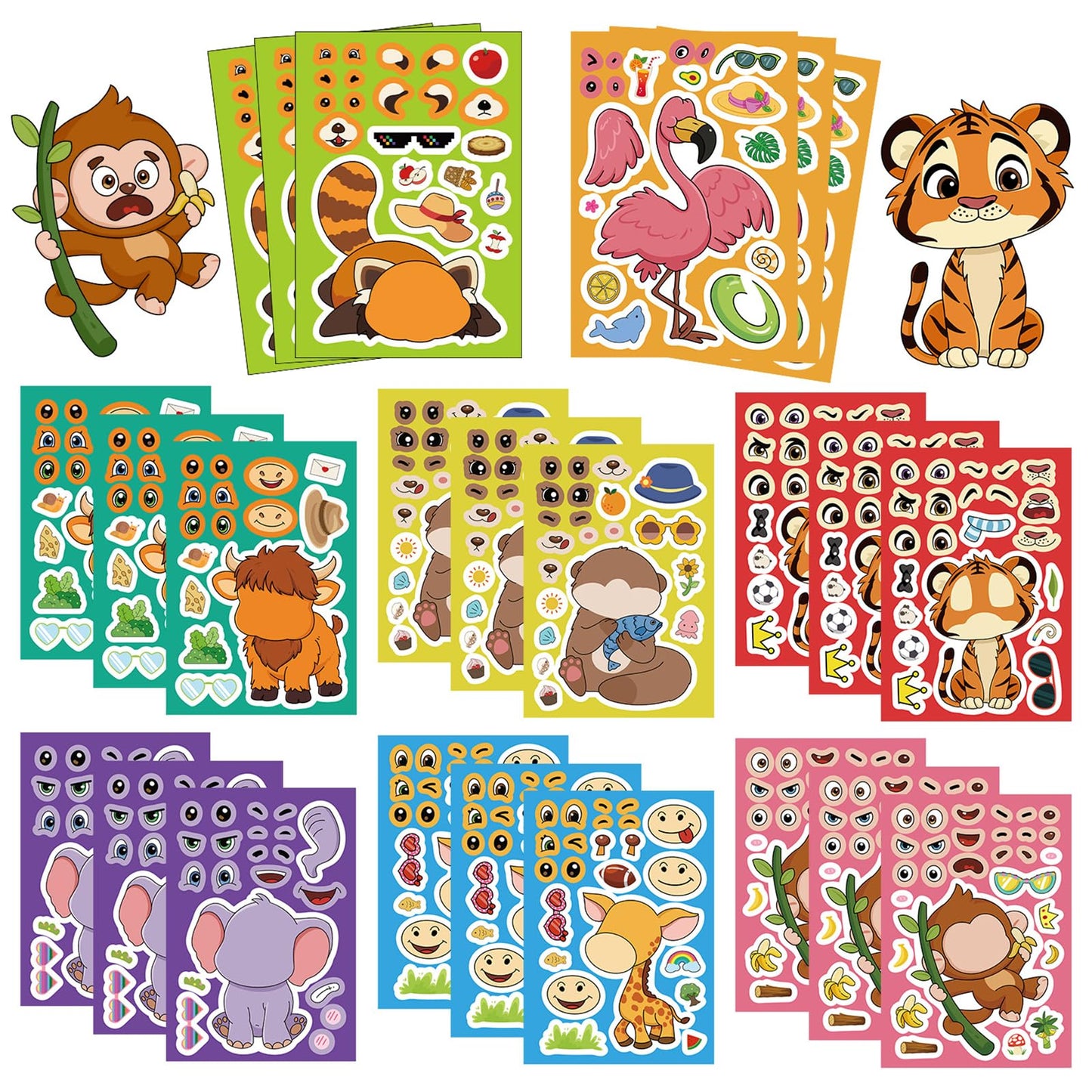 XINCOOL Cute Mixed Animals Stickers — 24 Sheets for Water Bottles