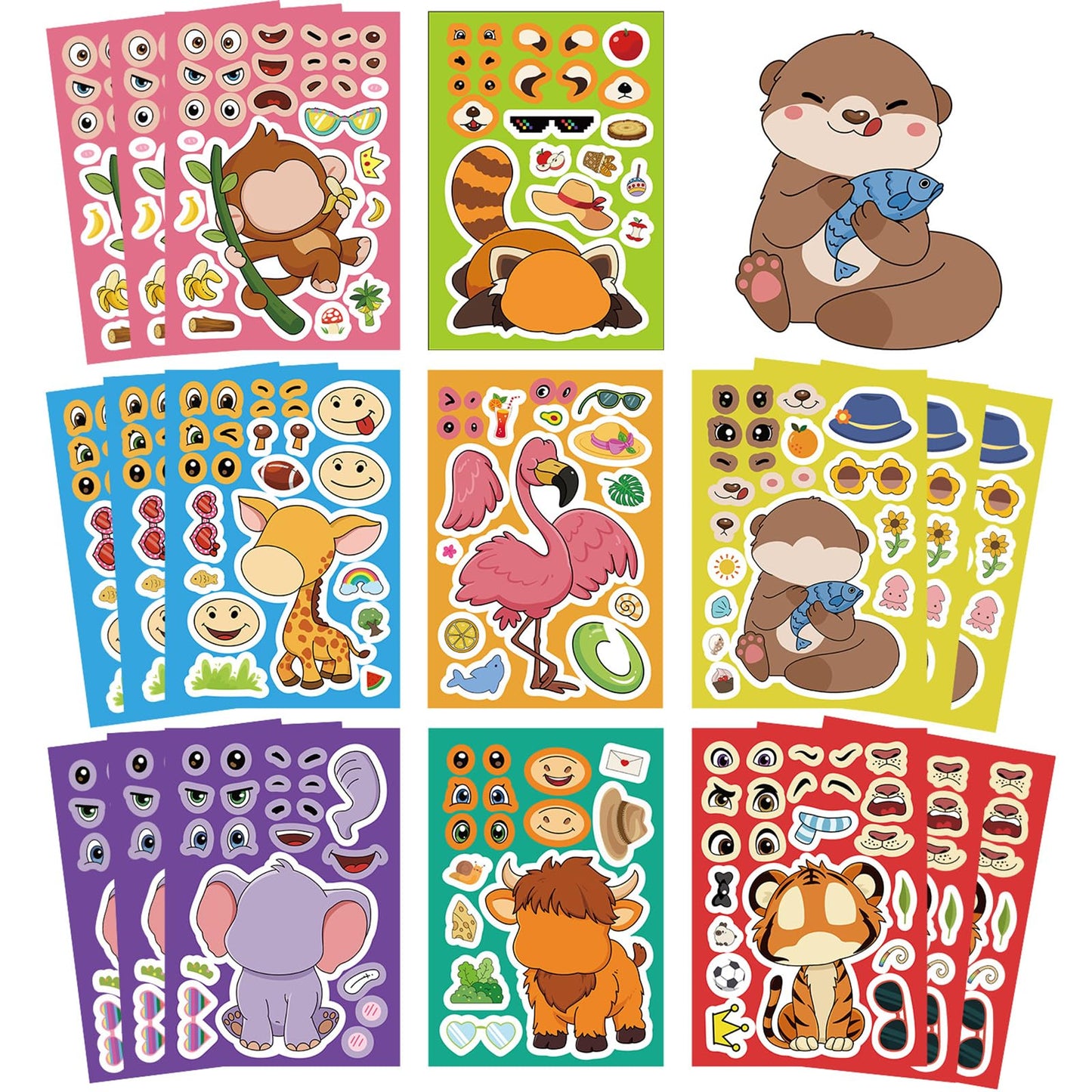 XINCOOL Cute Mixed Animals Stickers — 24 Sheets for Water Bottles