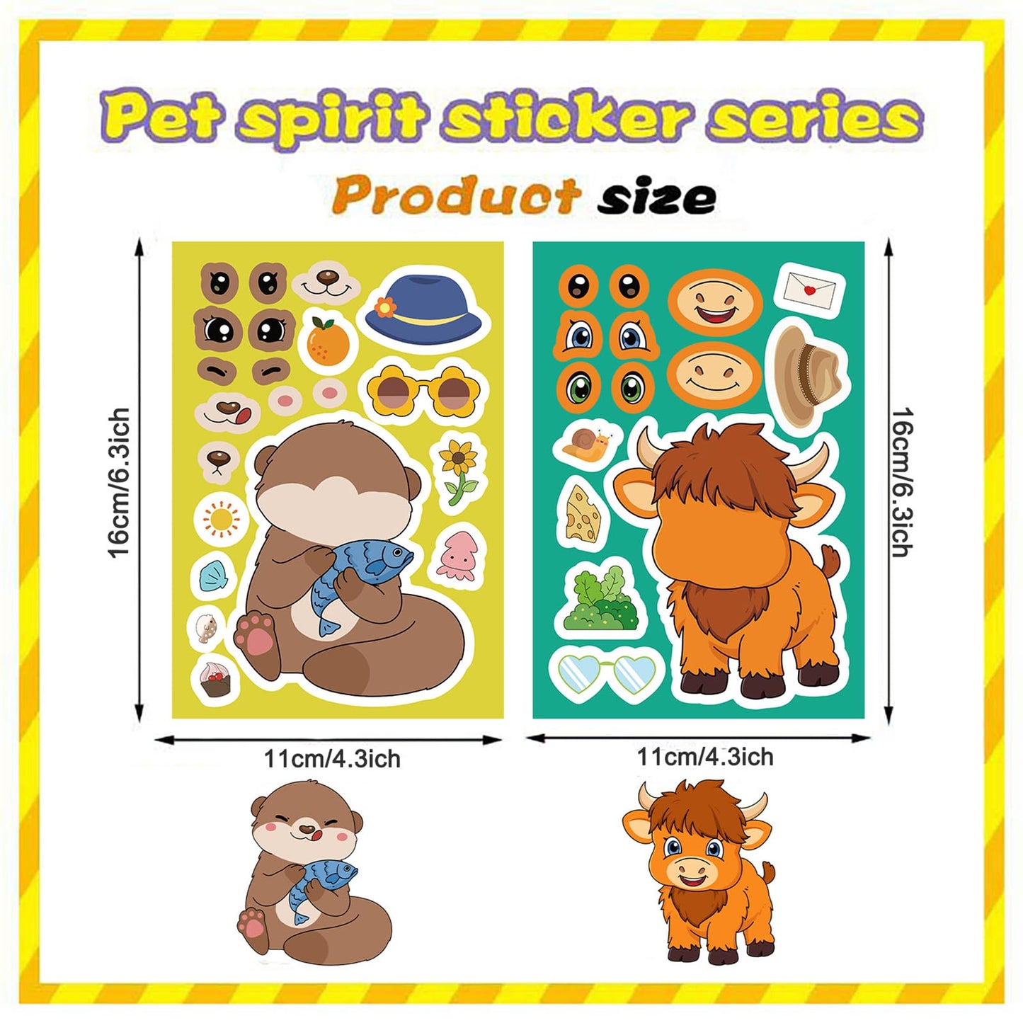 XINCOOL Cute Mixed Animals Stickers — 24 Sheets for Water Bottles