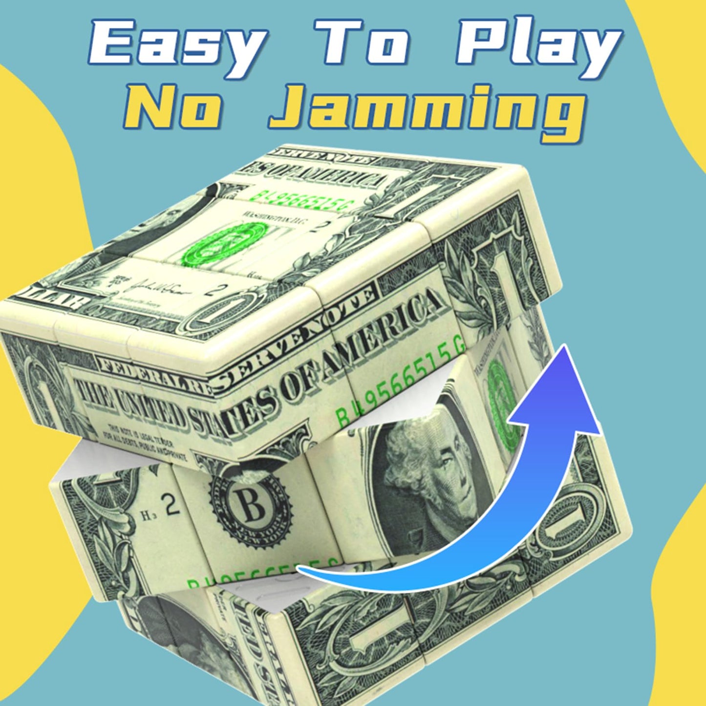 XINGLETOYS Dollar Cube 3x3 Speed Cube – US Dollar Bill Theme, Stickerless