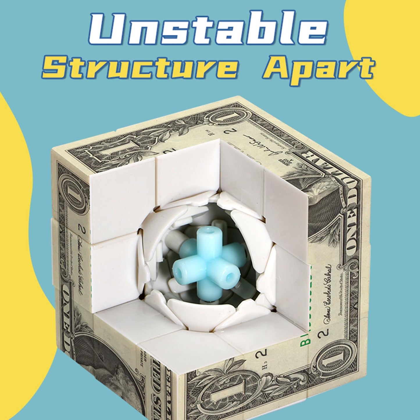 XINGLETOYS Dollar Cube 3x3 Speed Cube – US Dollar Bill Theme, Stickerless
