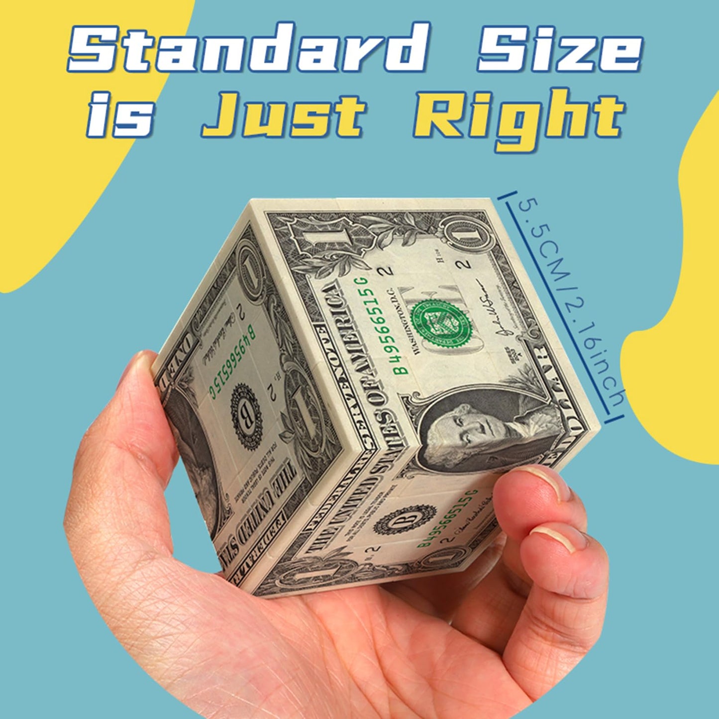 XINGLETOYS Dollar Cube 3x3 Speed Cube – US Dollar Bill Theme, Stickerless