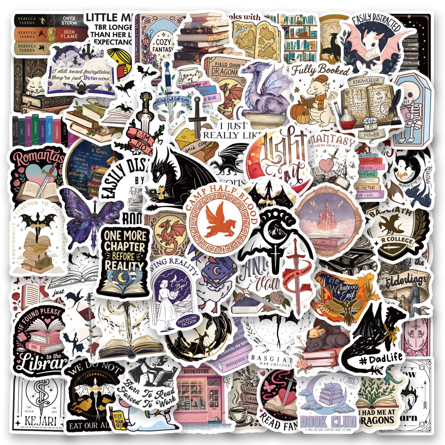 XINGXIANGUS 122Pcs Fantasy Books Stickers Pack for Laptop, Water Bottle & More