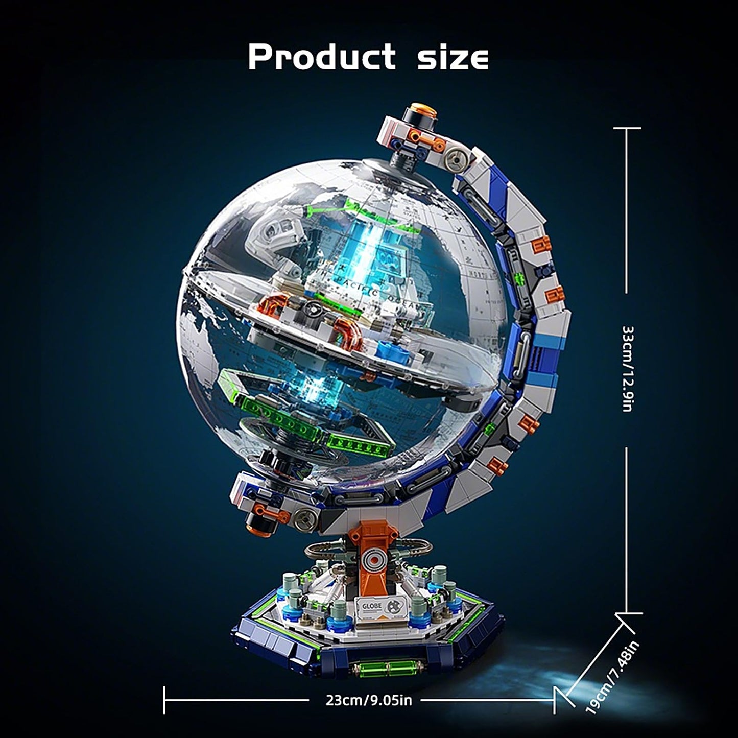 Xingya Youpin Space Station Globe Building Set – 1793 Pcs LED Rotating Display Model for Adults