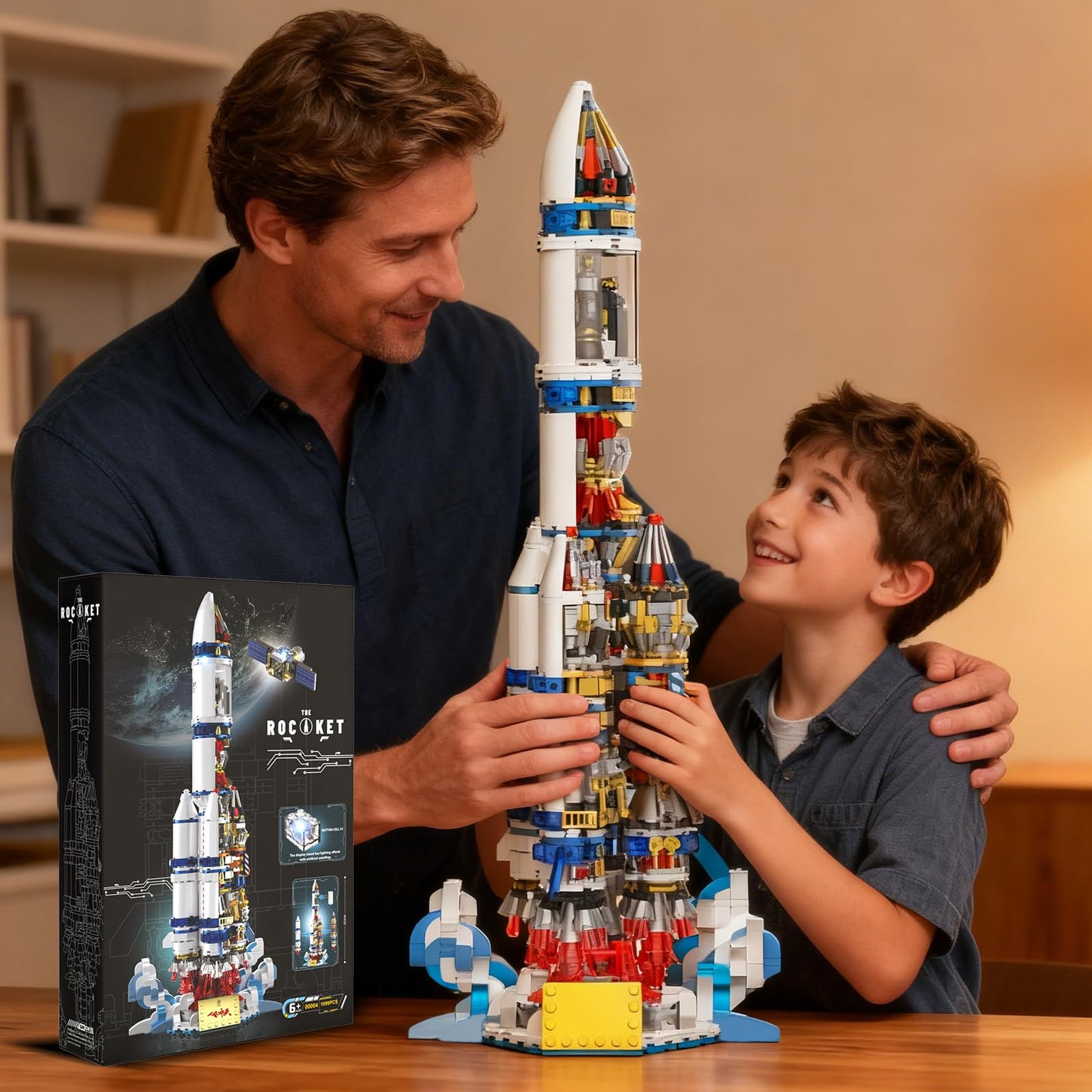 Xingya youpin Mechanical Space Rocket Building Set – 1099Pcs DIY Model Rocket with Launch Stand