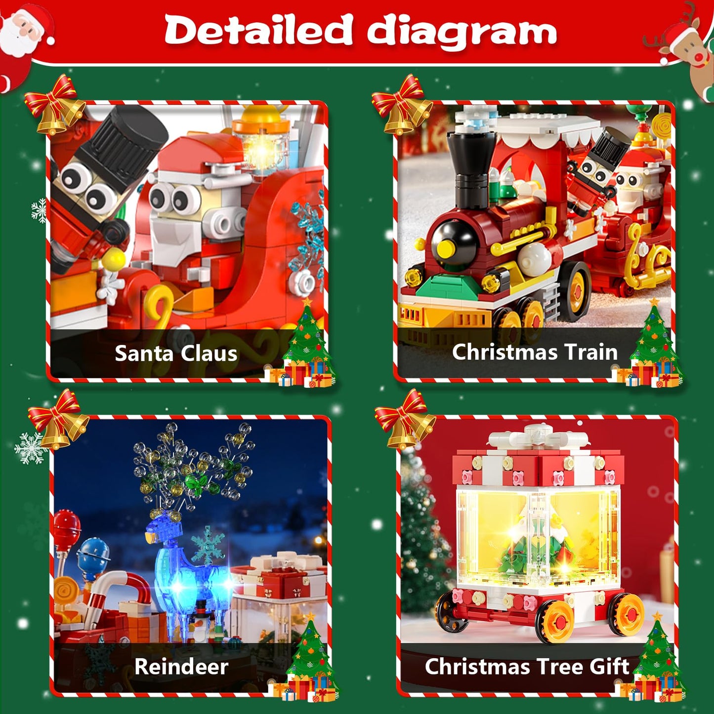 Xingya Youpin Christmas Train Building Block Set – 1461 PCS with LED Light