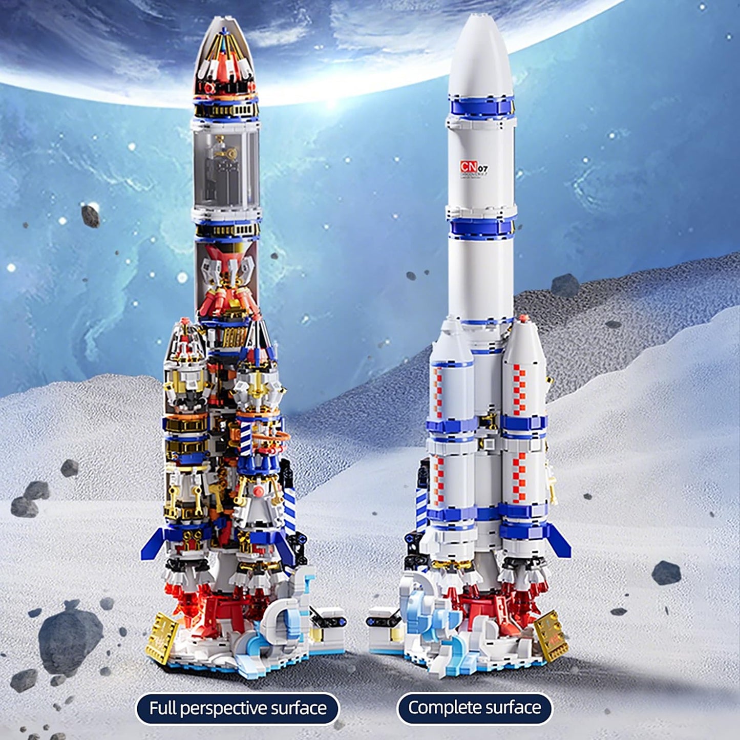 Xingya youpin Mechanical Space Rocket Building Set – 1099Pcs DIY Model Rocket with Launch Stand
