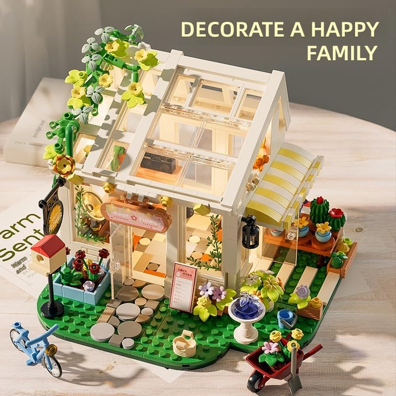 Xingya Youpin Flowers House Building Set with Lights - 832-Piece Sunshine Greenhouse for Adults