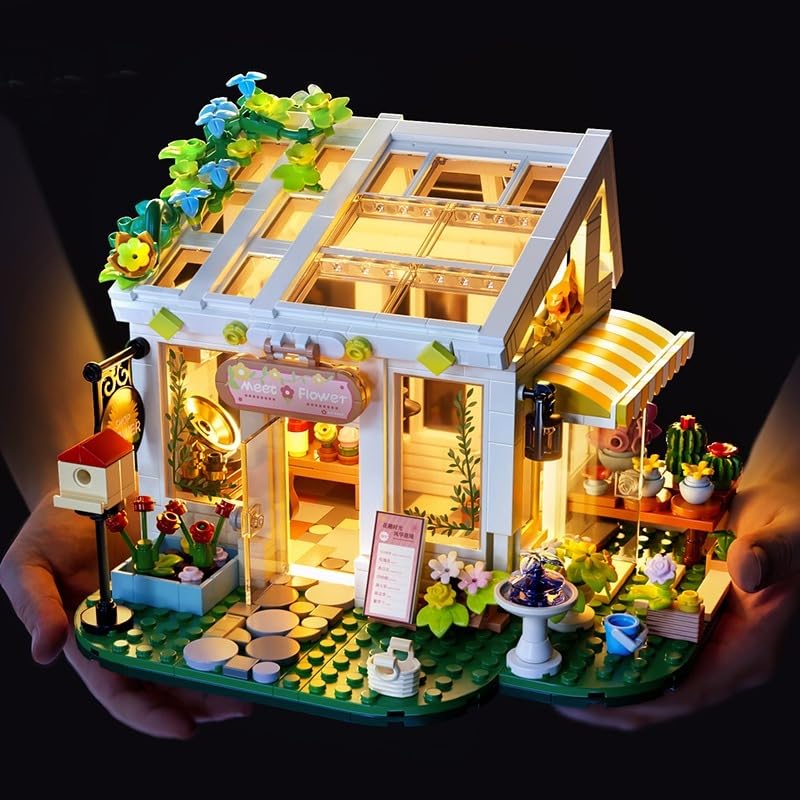 Xingya Youpin Flowers House Building Set with Lights - 832-Piece Sunshine Greenhouse for Adults
