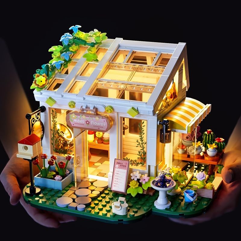 Xingya Youpin Flowers House Building Set with Lights - 832-Piece Sunshine Greenhouse for Adults