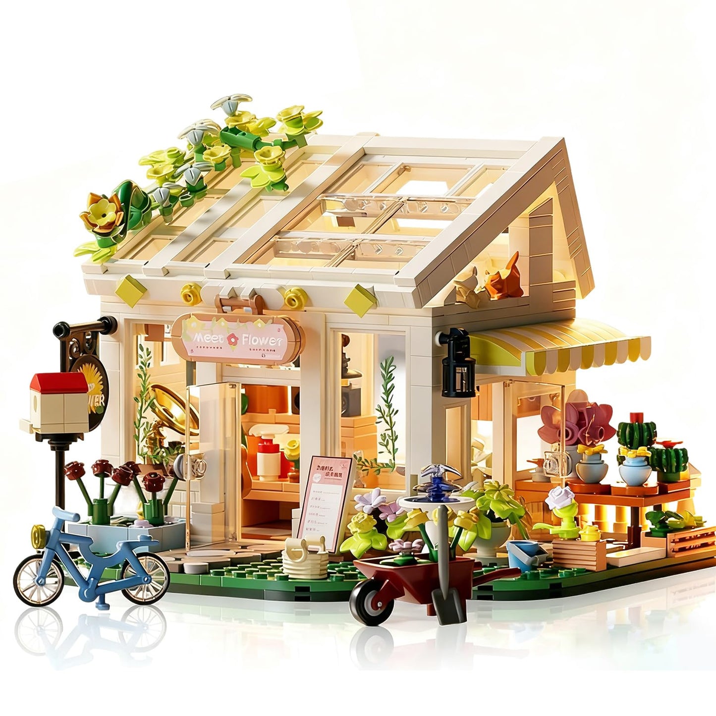 Xingya Youpin Flowers House Building Set with Lights - 832-Piece Sunshine Greenhouse for Adults