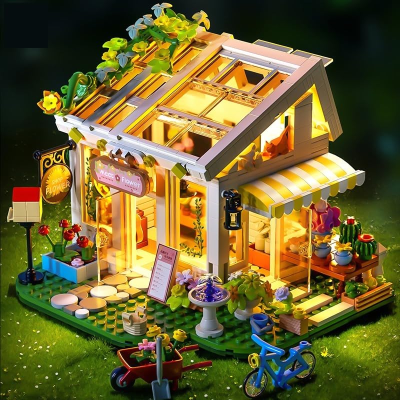 Xingya Youpin Flowers House Building Set with Lights - 832-Piece Sunshine Greenhouse for Adults