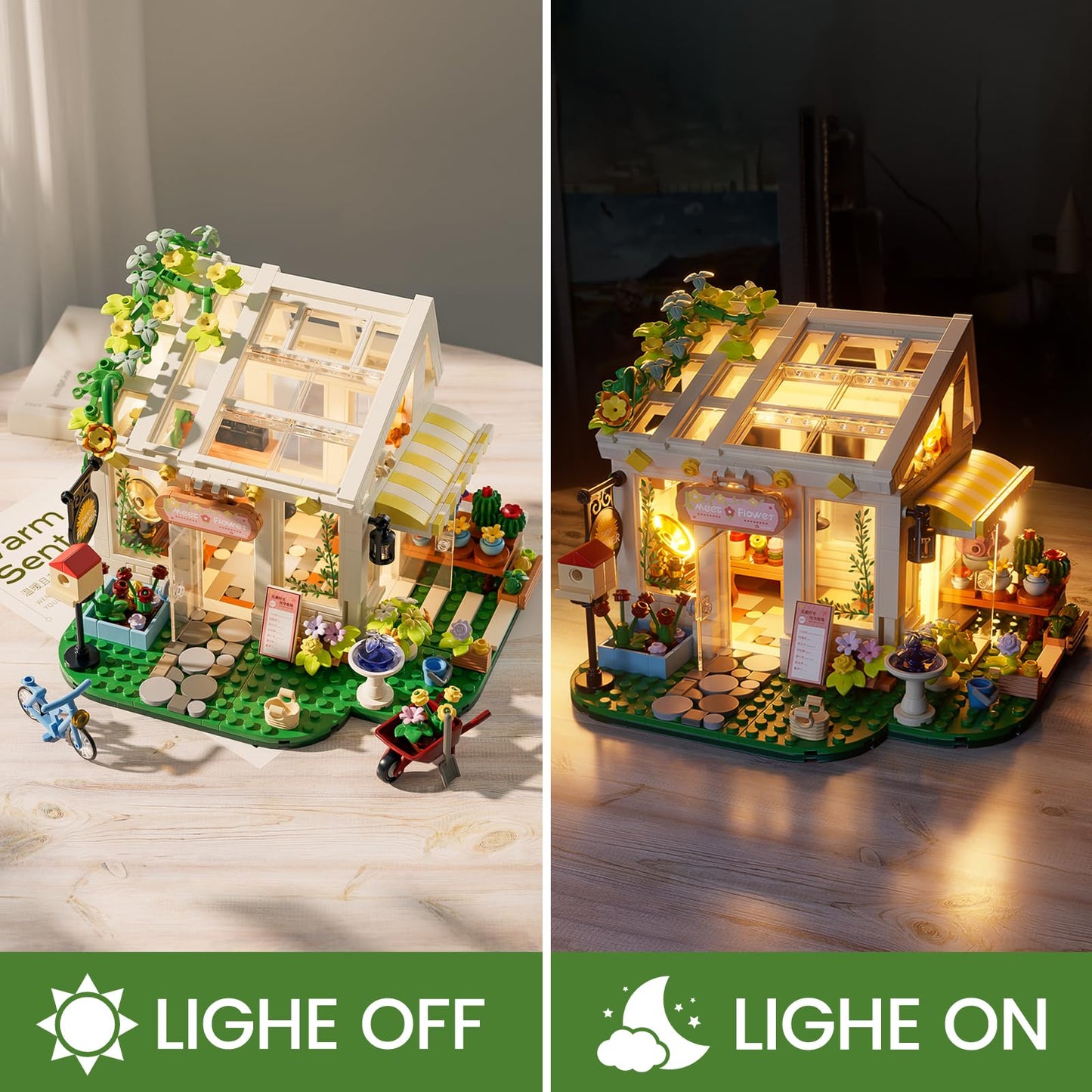 Xingya Youpin Flowers House Building Set with Lights - 832-Piece Sunshine Greenhouse for Adults