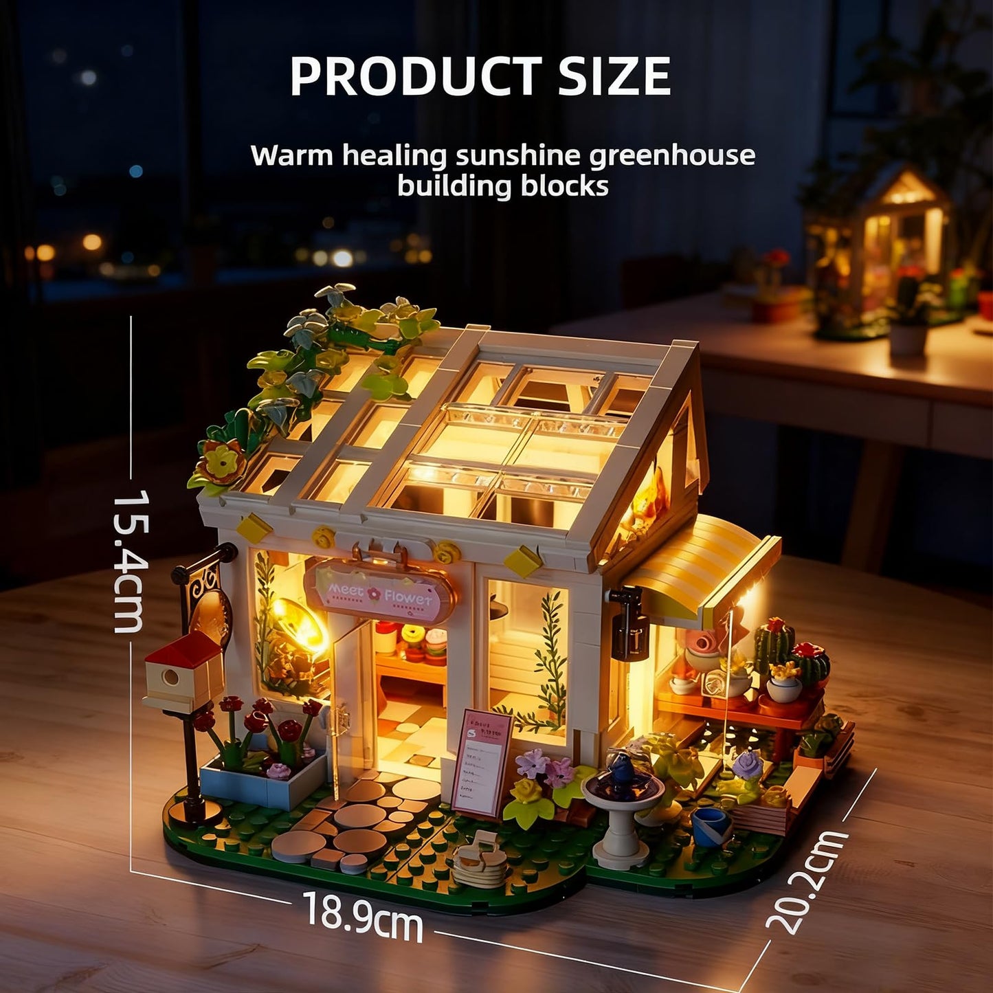Xingya Youpin Flowers House Building Set with Lights - 832-Piece Sunshine Greenhouse for Adults